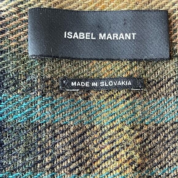 Isabel Marant Milroy Linen & Wool plaid embellished tie waist Coat FR44 US 12 - Picture 9 of 14